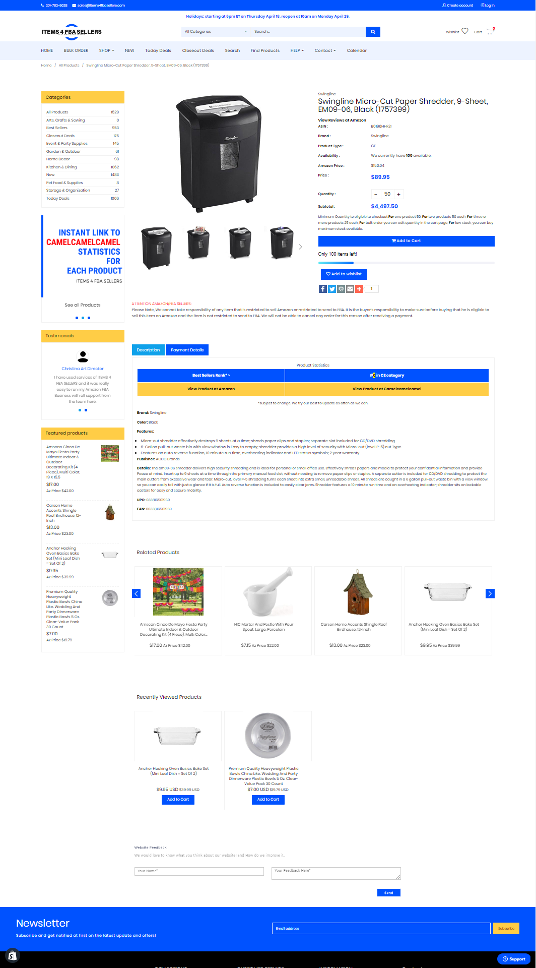 Shopify - Product page | FBA sellers store | amazon affiliate store